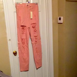 Pink Aphrodite high waisted distressed jeans